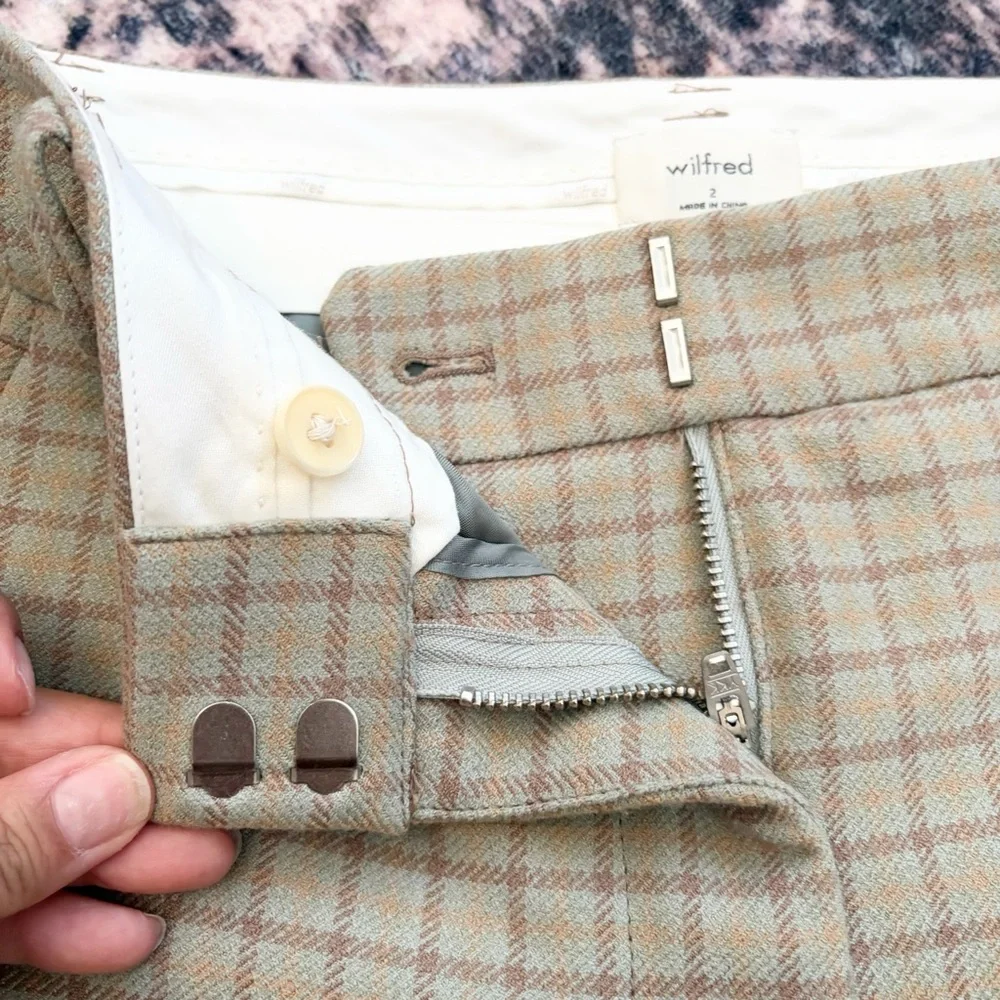 Aritzia Wilfred Plaid Tan Trousers Women's Size 2 - Picture 4 of 7